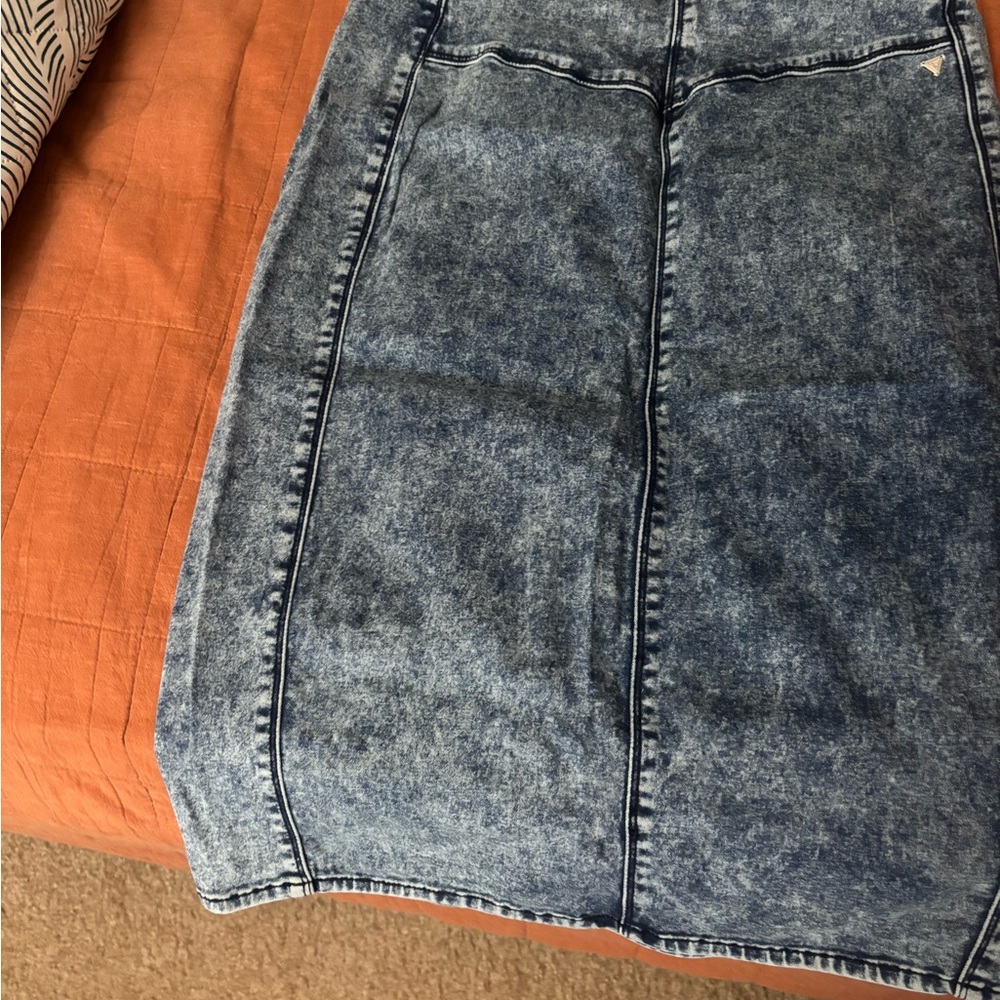 Guess Acid-Wash Denim Pencil Skirt in Blue
